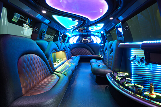 limo interior with neon lights