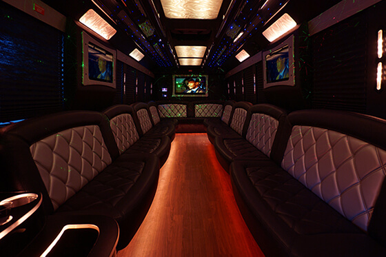 luxury 34 passenger bus with limo-style seats